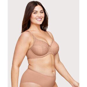 Glamorise Lace Comfort Wonderwire Bra Size 40H Cappuccino‎ Underwire 9855 NEW